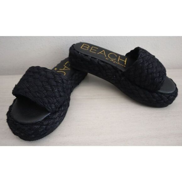 BEACH x Matisse Women's Sz 7M Black Caspia Platform Casual Slip-On Sandals - Picture 2 of 12